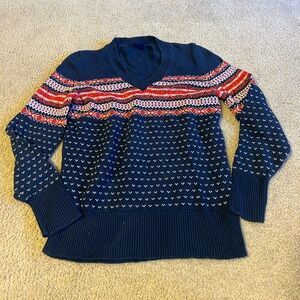 Faded Glory Navy and Red V-Neck Sweater
